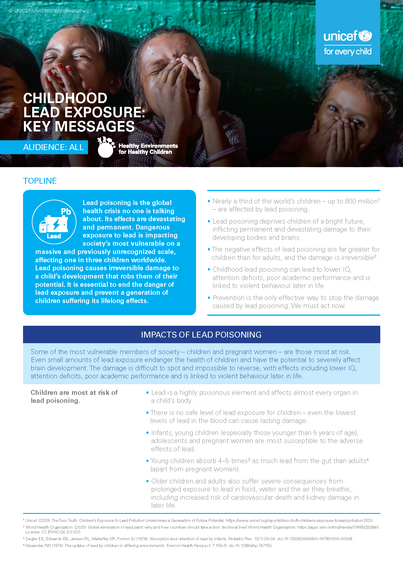 Key messages on childhood lead exposure