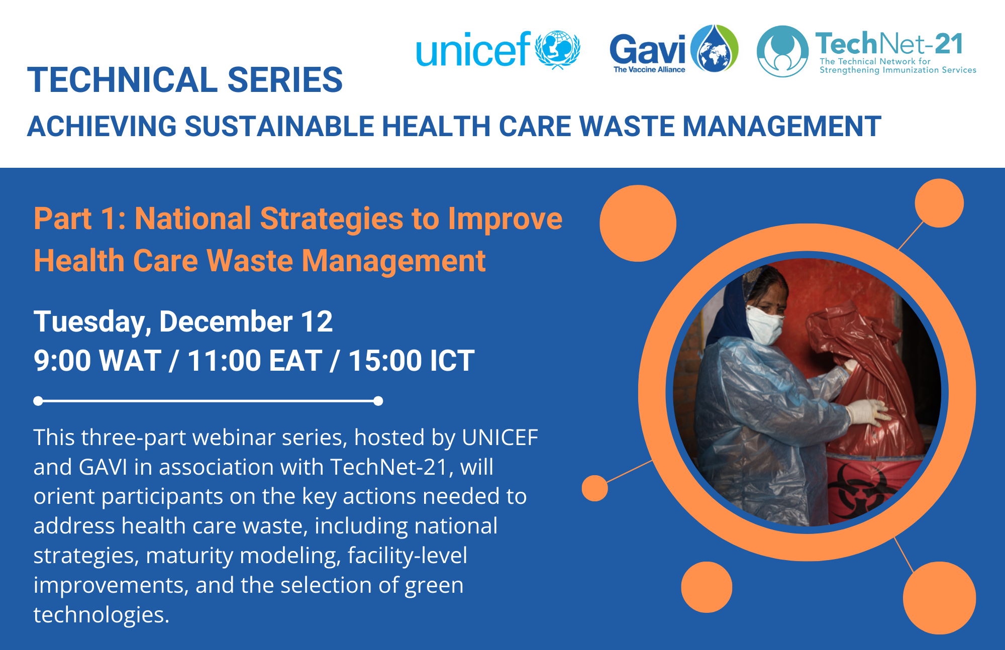 Technical webinar series on health care waste management