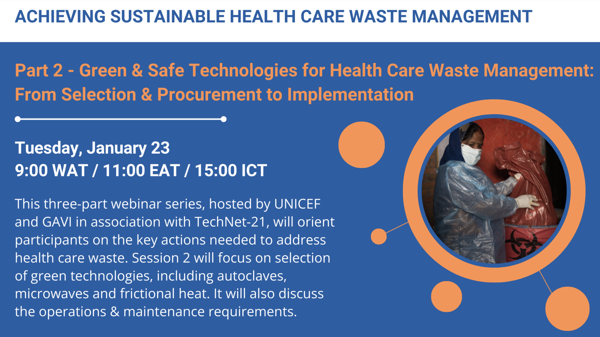 Green & safe technologies for health care waste treatment: From selection & procurement to implementation Webinar