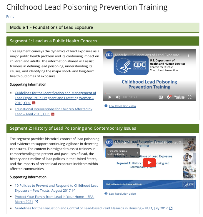 Cover of Childhood Lead Poisoning Prevention Training