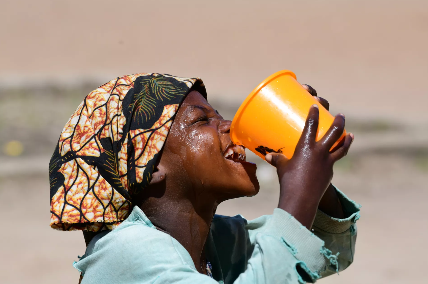 Child drinks water