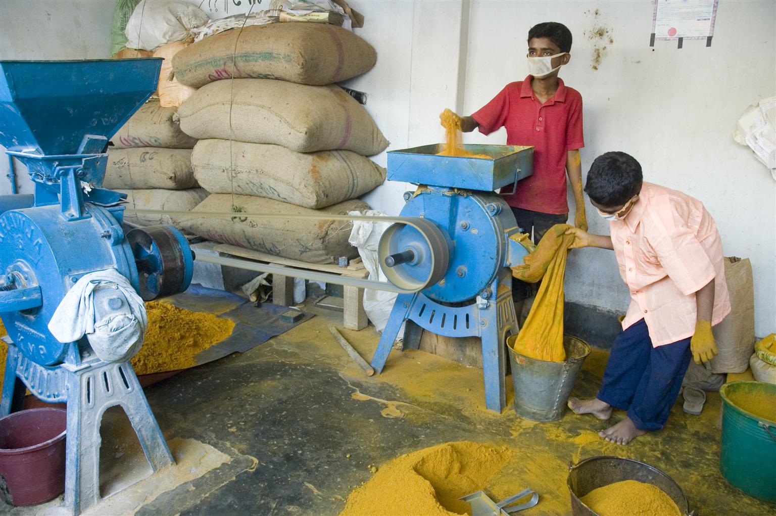 Children are working in spices factory. Ananda Bazar, Halishahar, Chittagong