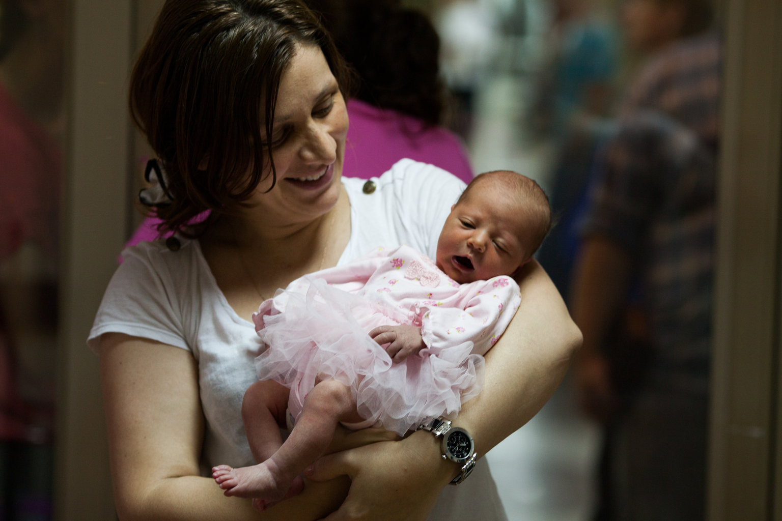 A baby-girl with her happy mother in one of the maternity homes of the capital Tbilisi.