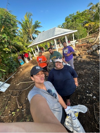 Marinda Imakulata Tagiilima Leiataua helps with cleaning up plastic pollution in Samoa